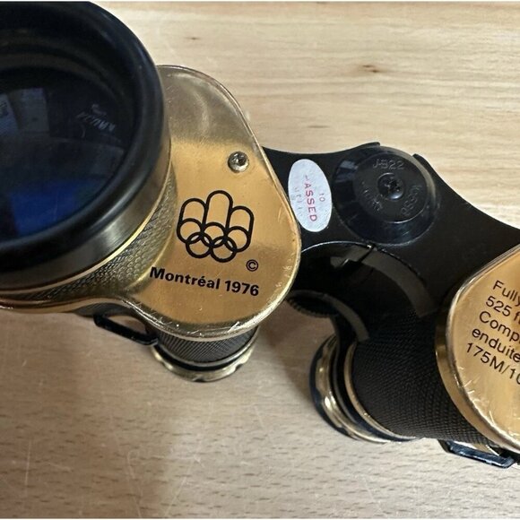 VTG Tasco Binoculars 1976 Montreal Olympics 7x35 Wide Angle w/Leather Case AS IS - Picture 7 of 8